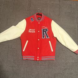 Red and white Leather Varsity Zara Jacket Size L