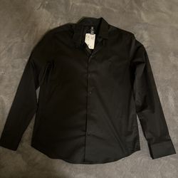 H&M Slim Men Dress Shirt Black 