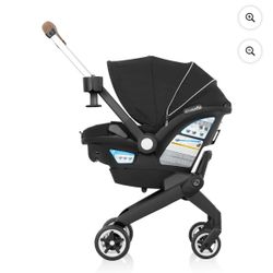 Evenflo Shyft DualRide Infant Car Seat and Stroller Combo with Carryall Storage and Green & Gentle Fabric, Jasper