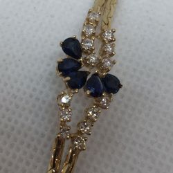 14 K Y Blue sapphire diamond ladies bracelet