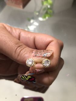 Studs cubic zirconia with yellow gold over silver