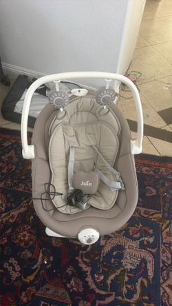 Joie Cinnamon 2-in-1 Glider and Rocker - Walnut Brown: Detachable Toy Bar, Sounds and Songs, Calming Vibrations, 5-Point Harness