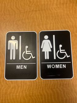 Men & Women Restroom Signs Set