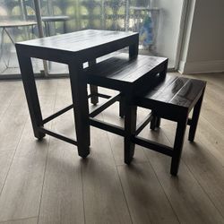 Set Of 3 Brown End Tables 
