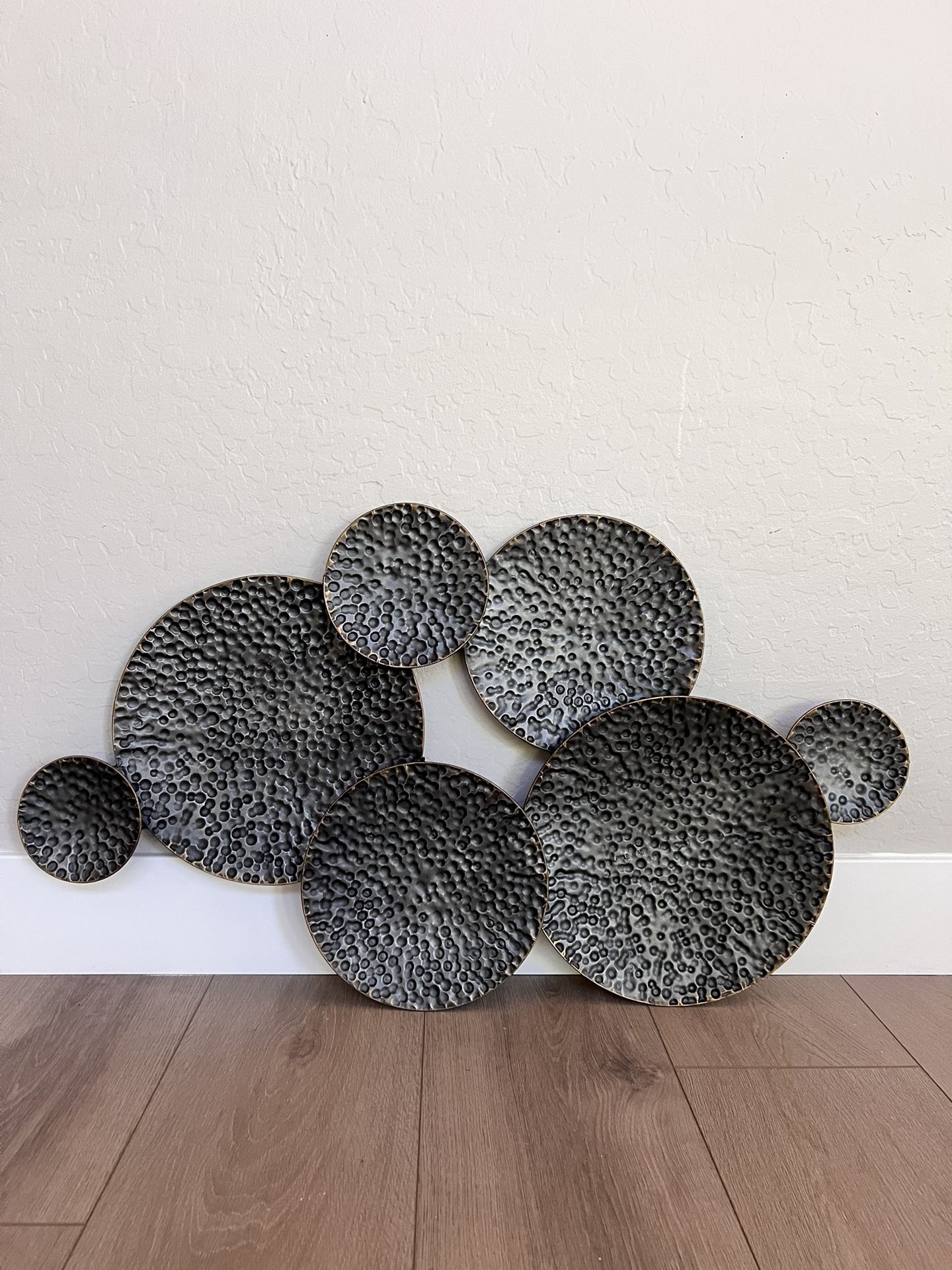 39x22 Large Pewter Metal Circle Wall Decor Indoor Outdoor Metal Wall Art