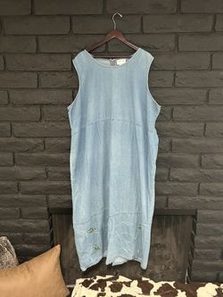 Country Wear Plus Light Blue Embroidered Cotton Denim Maxi Dress 4X (Read Description)
