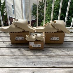 BRAND NEW YEEZYxADIDAS “BONE” SLIDES FOR SALE!!! INFANT SIZE 4c $90. MEN SIZE 13 $185