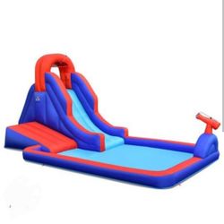 Inflatable Slide Bouncer, Inflatable Water Slide Park, Youngsters Inflatable Splash Pool Backyard Water Slide Park, Climbing Wall, Water Cannon, Two 