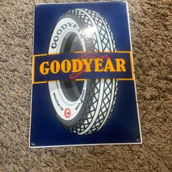 Good Year Bubble Top Porcelain 8x12 Sign Heavy Like New 