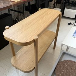 ikea oak console table / sideboard with shelf – modern minimalist 