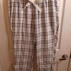 Gray And Cream Plaid Lounge Pants 