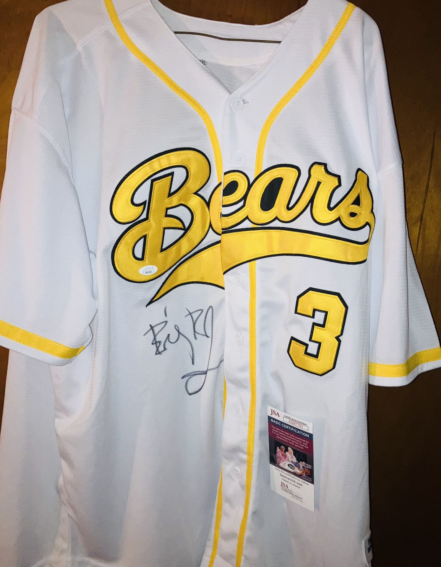 BILLY BOB THORNTON SIGNED AUTOGRAPHED BAD NEWS BEARS XXL JERSEY #3 JSA COA RARE!