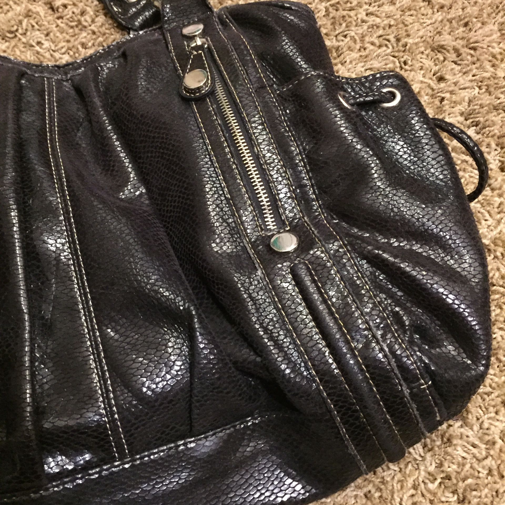 Style & co handbag shoulder purse black leather