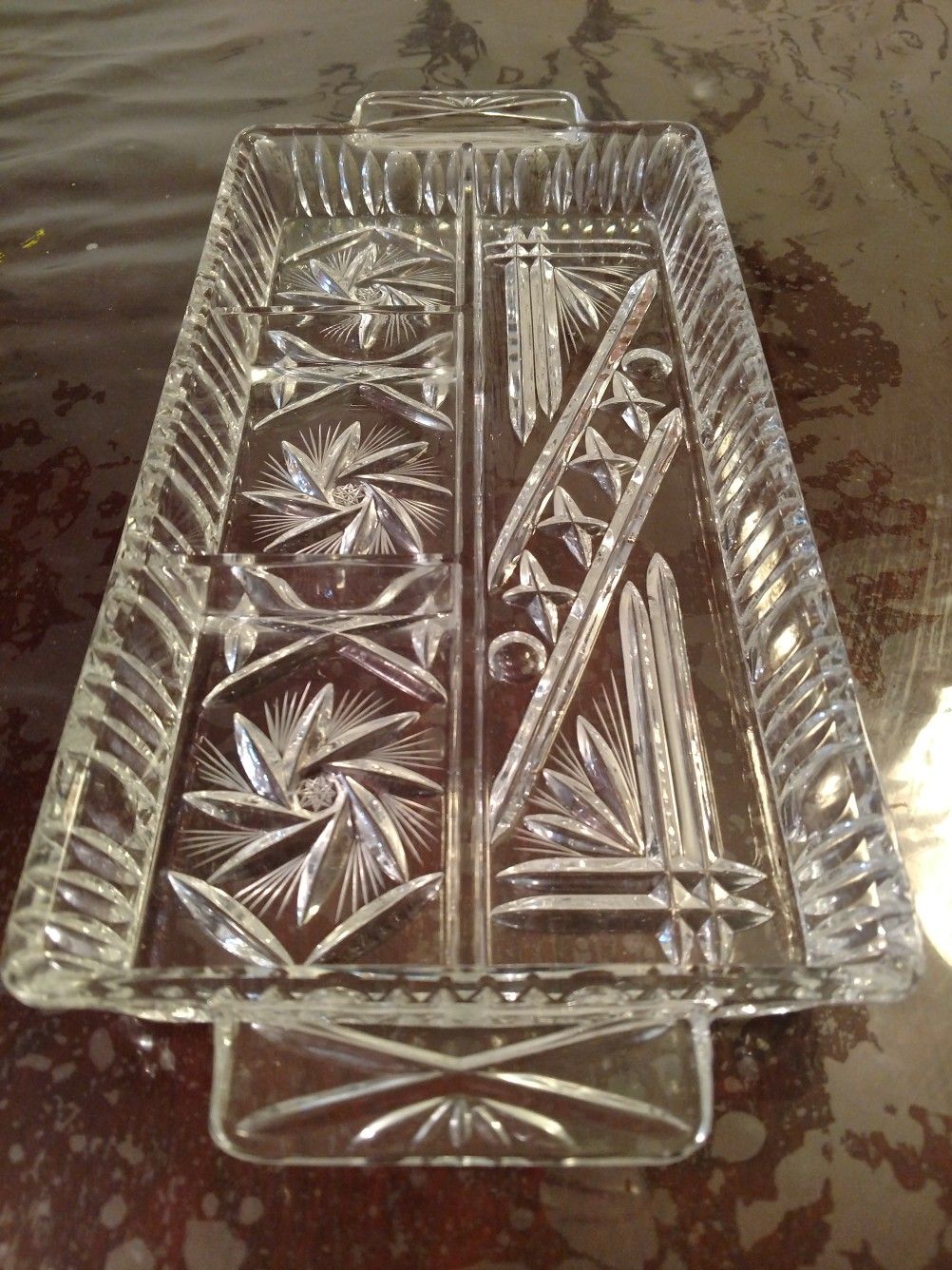 Vintage Crystal Rectangular Divided Tray
