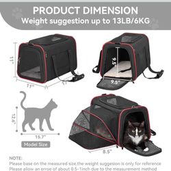 Expandable Cat Carrier Dog Carriers,Airline Approved Soft-Sided Portable Pet Travel Washable Carrier for Kittens,Puppies,Removable Soft Plush mat and 