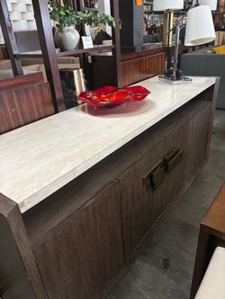 Dark Wood Sideboard with Stone Top