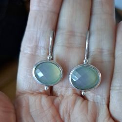 Sterling Silver Blue Chalcedony Earrings