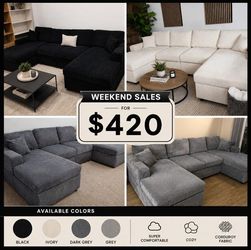 U shape sectional sofa black, grey, dark grey, ivory