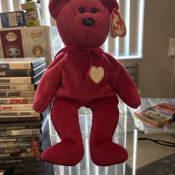Rare Error Valentina Beanie Baby Bear With Protector Case