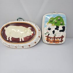 Vintage Kitsch Wall Plaques Art Japan Cottagecore Farmhouse Style