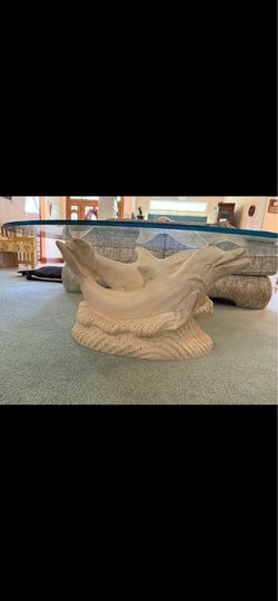 Oval Dolphin Glass Coffee Table