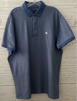 Abercrombie & Fitch Moose Stretch Polo Shirt Blue Mens 2XL Preppy Classic