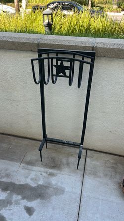 Black Metal Garden Hose Holder Stand