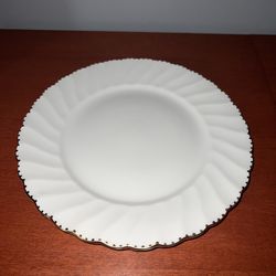 Gladstone White Bone China Side Plates with Scalloped Edges and Gold Trim Pattern Old Grecian Flute Set of 6 Diameter 8" Made in England