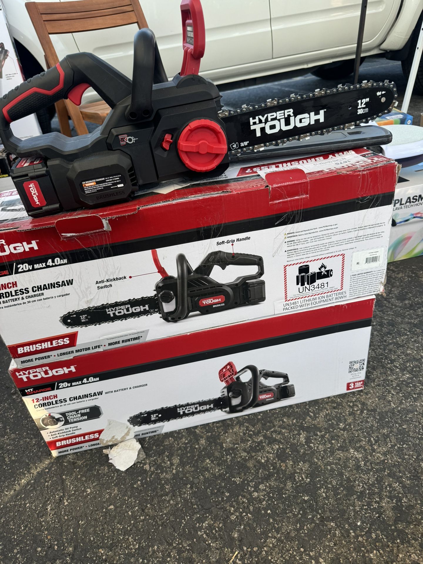Hyper Tough 20V 4.0Ah Battery Powered 12in Brushless Chainsaw,