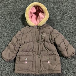 Oshkosh BGosh girls size 12 month fleece lined hooded fall winter coat