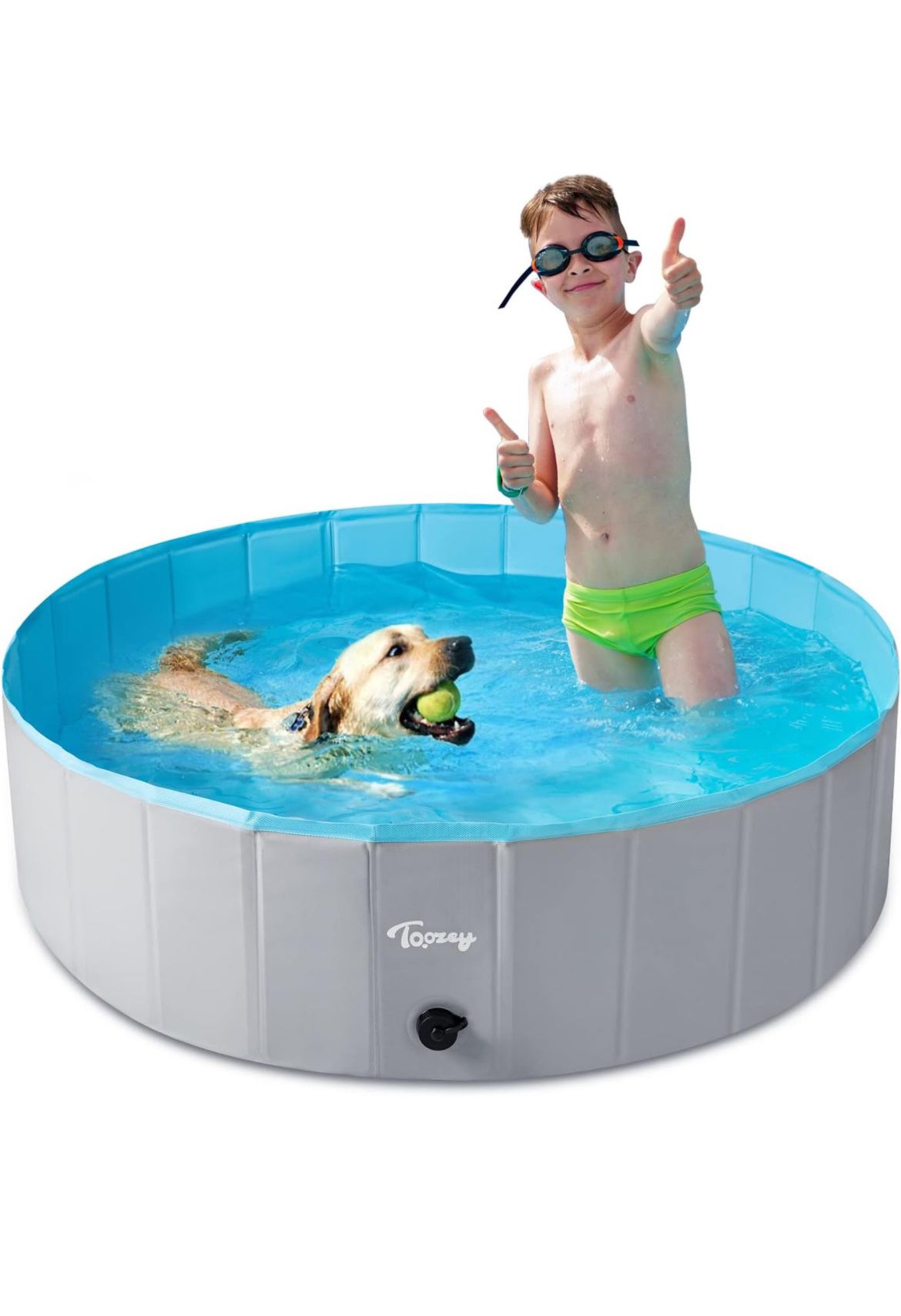 Toozey High Durability Dog Pool Foldable Hard Plastic Swimming Pool Collapsible Dog Bath Tub Outside Kiddle Pool Portable Pool for Puppy Small Medium 