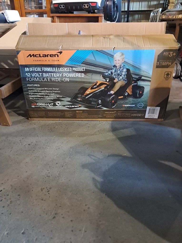 McLaren 12v Kids Electric Go Kart, Powered Drift Racing Ride On Car Toy, 400W Dual Motor, 3-Level Adjustable Seat, Rear-Wheel Drive, 360° Spin Ped