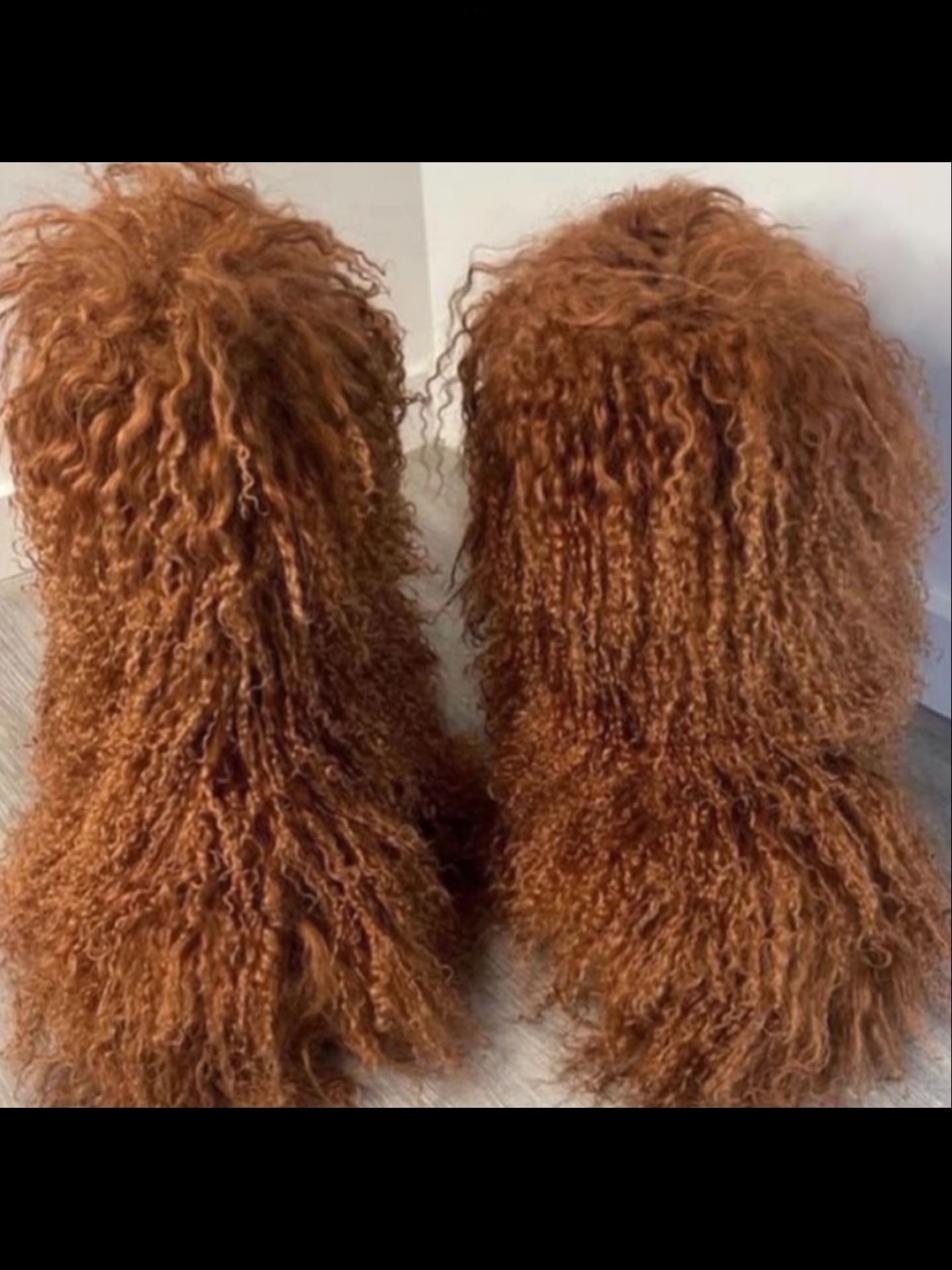 Brown Custom Shaggy Fur Boots Size 7.5-11 Message True Size To Order