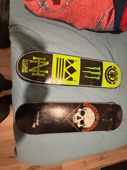 Two Used Skateboard Decks – Element Nyjah Huston & Death By Stereo