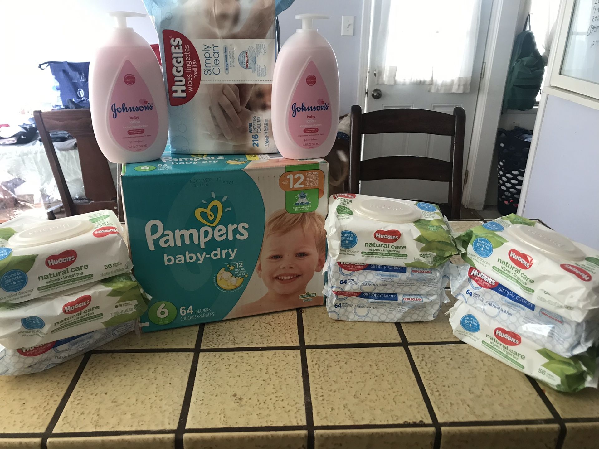 Pampers diapers Size 6 10 Huggies Wipes n 2 Johnson n Johnson