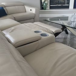 Leather Sectional Pwr Reclining Couch For Sale