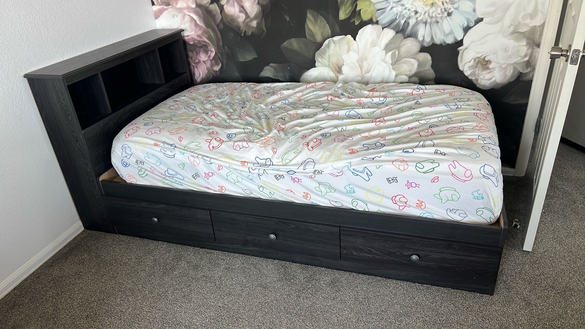 Twin Bed Frame With Bookcase 