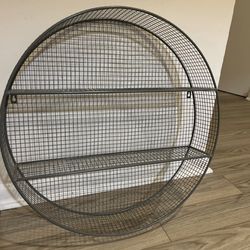 Round Metal Wall Shelf - Gray