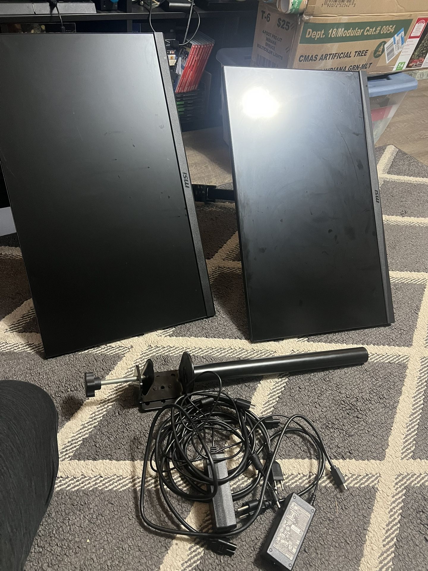 Dual Monitor Setup w/all Cords