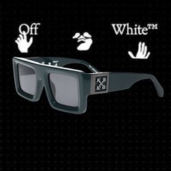OFF-WHITE Shield Sunglasses LEONARDO with Embossed Monogram Dark green