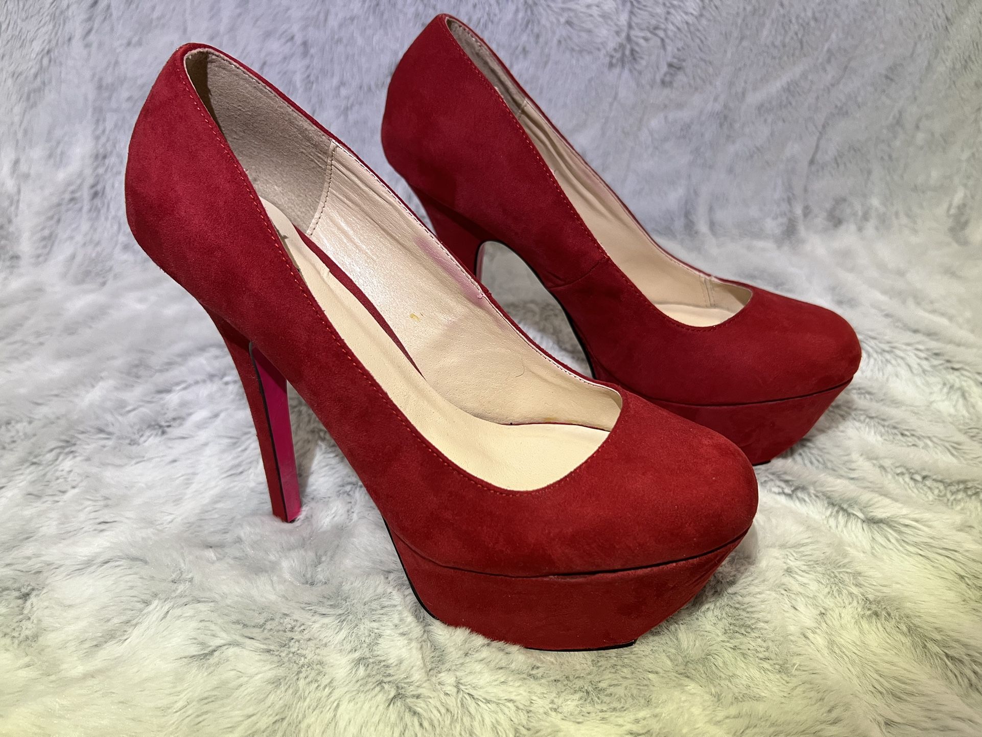 High Heel Platform Pump “Red Suade” Color 8.5