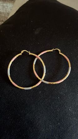 Tri-Color Hoop Earrings