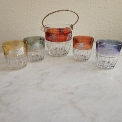 Vintage Spa Lubiana Italy Ice Bucket with Glasses 5 pc Set Barware