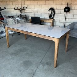 Modern White Walnut Ceramic Dining Table ( Can Deliver For $10 )