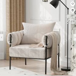 Accent Chair with Pillow, Modern Living Room Chairs BEIGE