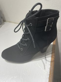 NEW Black Suede Boots - Size 7.5