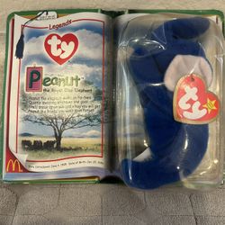 TY PEANUT The Royal Blue Elephant 1995 McDonalds Beanie Baby RARE RETIRED And SEALED 