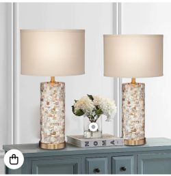 360 Lighting Margaret Modern Coastal Accent Table Lamps 23" High Set of 2 Mother of Pearl Lamps