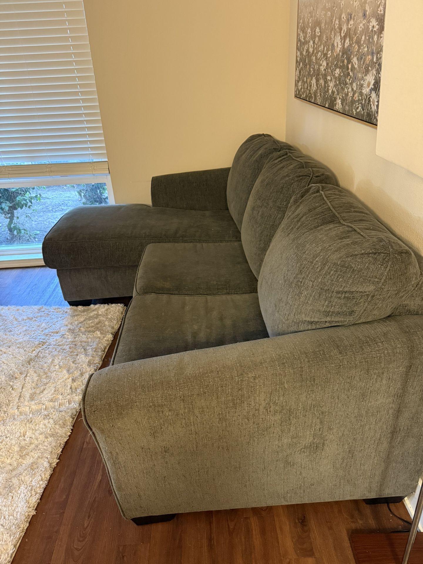 Sectional 85 Inches Long Gray Medium Size Comfortable
