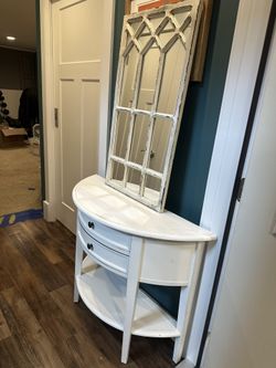Bramble Entry Table and Mirror - Vintage White